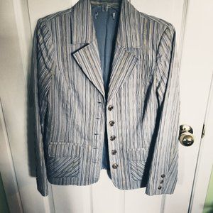 Fancy blazer, blue with gold thread, size M, NWOT